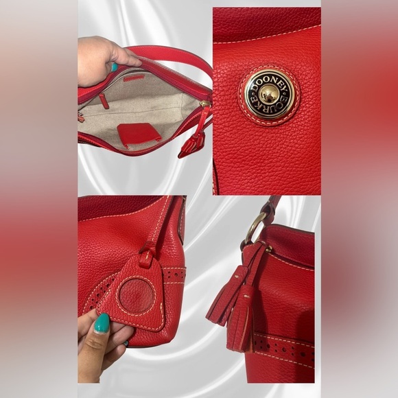 Dooney & Bourke Red Large Slouch French Leather Shoulder Bag Purse No.RU776 - Picture 5 of 9